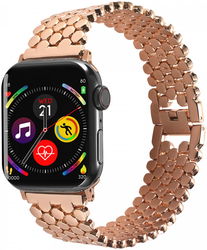 Apple Watch Bandje - 1-10/SE - 42MM/41MM/40MM/38MM - Honingraat - RVS - Roze afbeelding