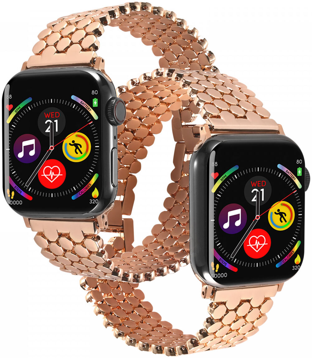 Apple Watch Bandje - 1-10/SE - 42MM/41MM/40MM/38MM - Honingraat - RVS - Roze afbeelding 2