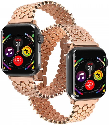 Apple Watch Bandje - 1-10/SE - 42MM/41MM/40MM/38MM - Honingraat - RVS - Roze afbeelding 2