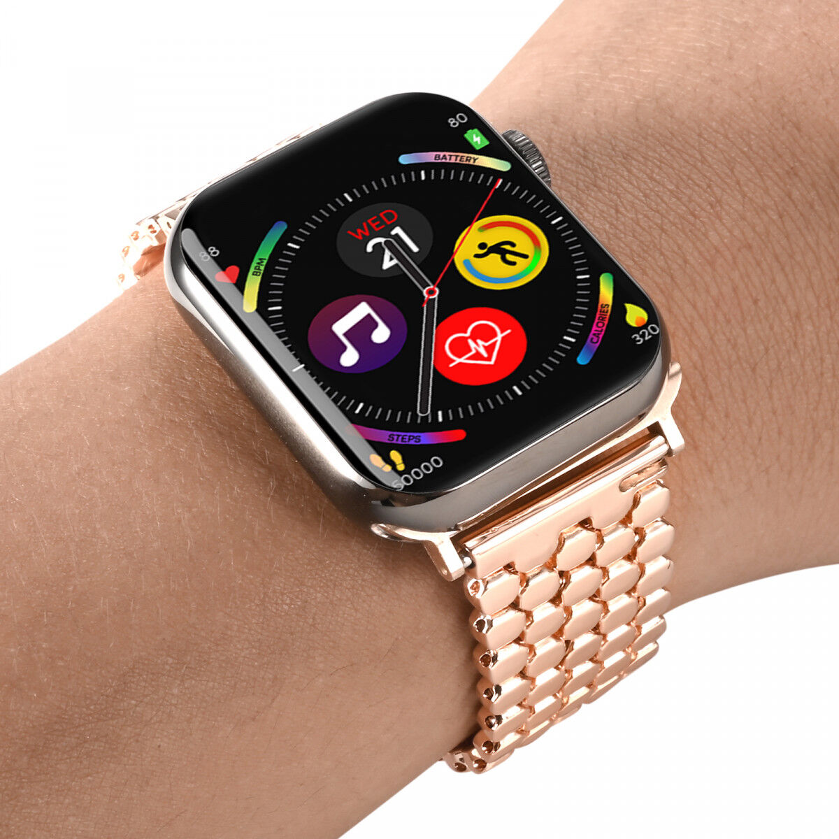 Apple Watch Bandje - 1-10/SE - 42MM/41MM/40MM/38MM - Honingraat - RVS - Roze afbeelding 3