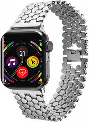 Apple Watch Bandje - 1-10/SE - 42MM/41MM/40MM/38MM - Honingraat - RVS - Zilver afbeelding