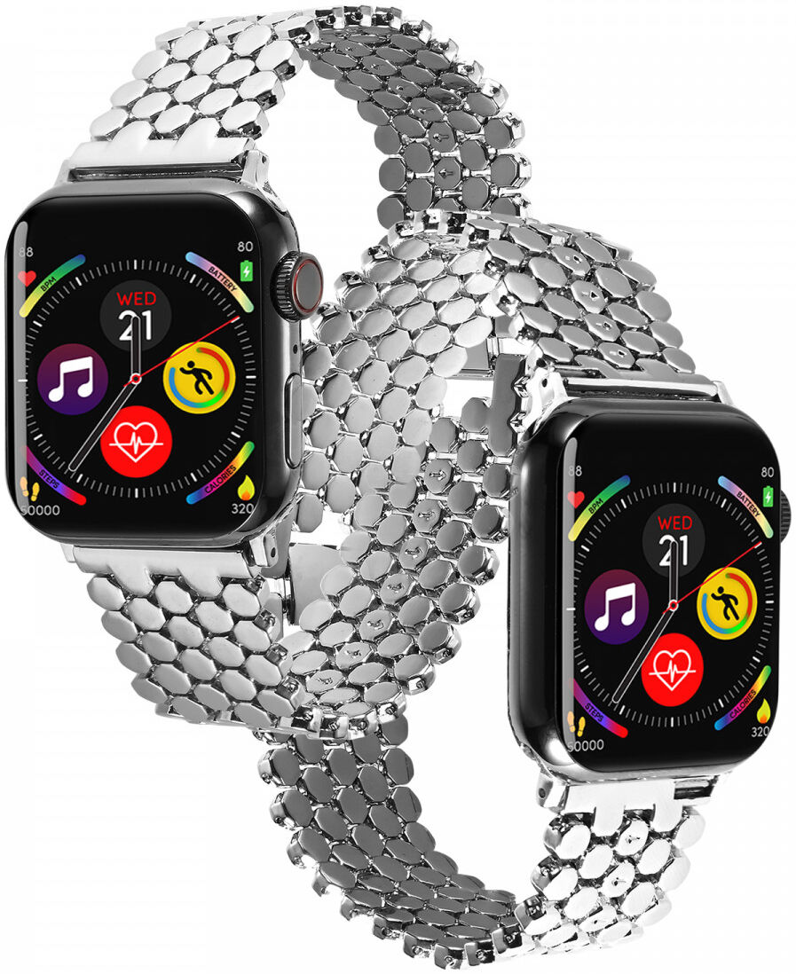 Apple Watch Bandje - 1-10/SE - 42MM/41MM/40MM/38MM - Honingraat - RVS - Zilver afbeelding 2