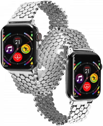 Apple Watch Bandje - 1-10/SE - 42MM/41MM/40MM/38MM - Honingraat - RVS - Zilver afbeelding 2