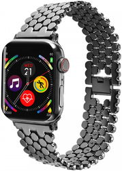 Apple Watch Bandje - 1-10/SE/Ultra - 49/46/45/44/42MM - Honingraat RVS - Zwart afbeelding