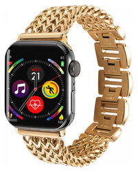 Apple Watch Bandje - 1-10/SE - 42MM/41MM/40MM/38MM - Gevlochten - Staal - Goud afbeelding