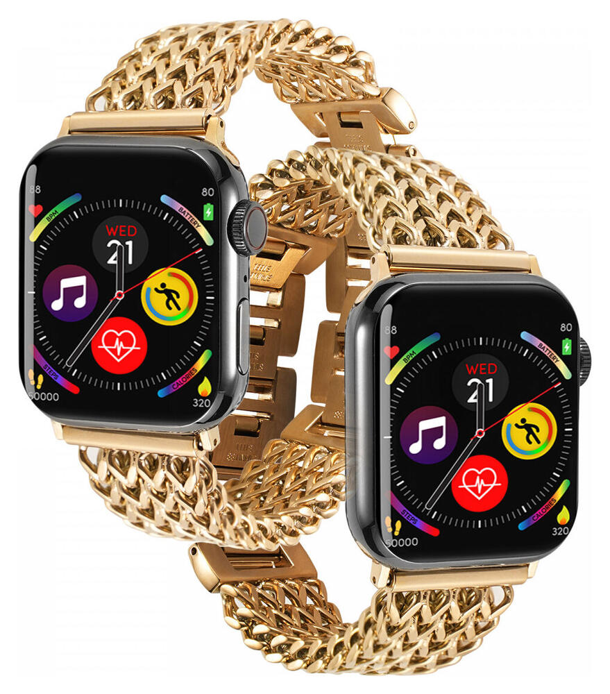 Apple Watch Bandje - 1-10/SE - 42MM/41MM/40MM/38MM - Gevlochten - Staal - Goud afbeelding 3