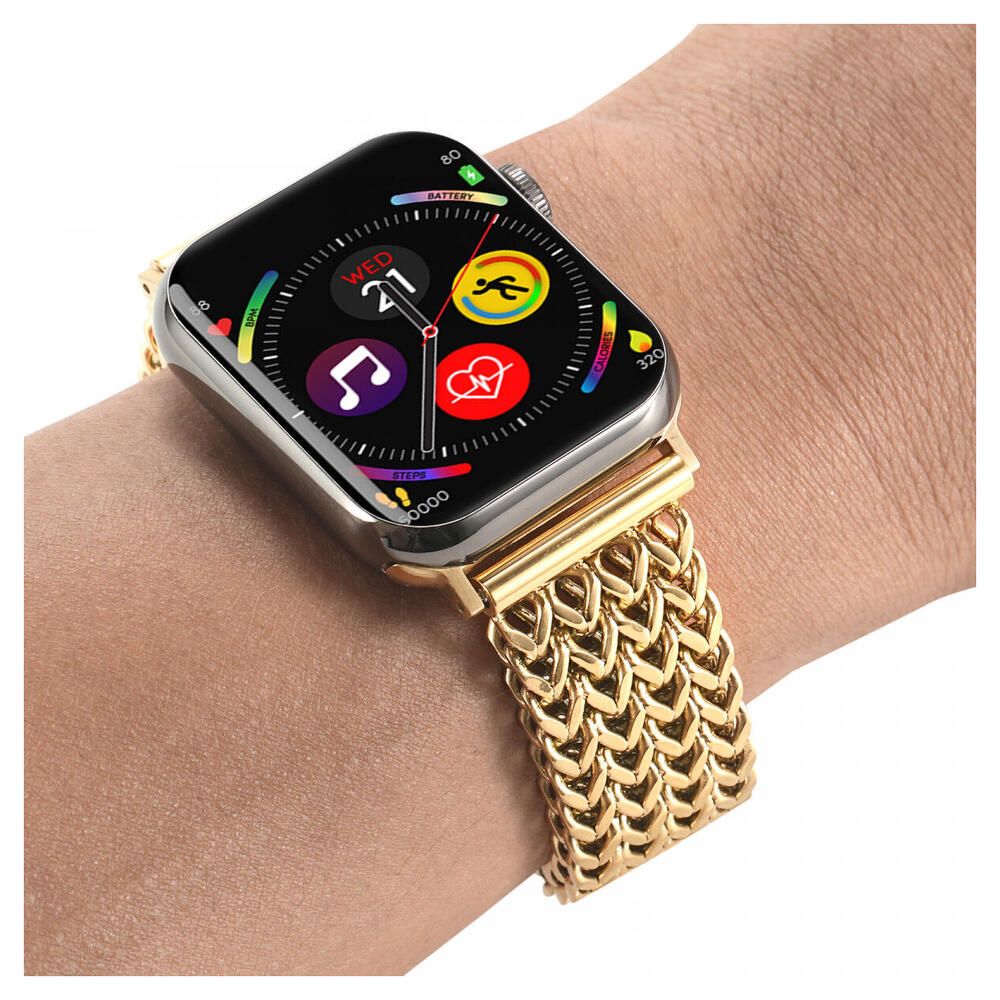 Apple Watch Bandje - 1-10/SE - 42MM/41MM/40MM/38MM - Gevlochten - Staal - Goud afbeelding 4