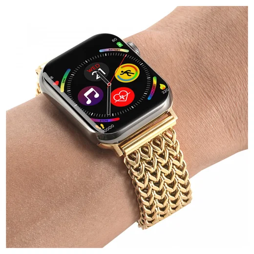 Apple Watch Bandje - 1-10/SE - 42MM/41MM/40MM/38MM - Gevlochten - Staal - Goud afbeelding 4