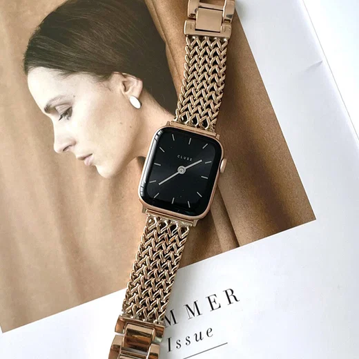 Apple Watch Bandje - 1-10/SE - 42MM/41MM/40MM/38MM - Gevlochten - Staal - Rose afbeelding 5