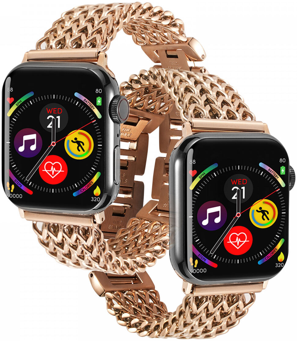 Apple Watch Bandje - 1-10/SE - 42MM/41MM/40MM/38MM - Gevlochten - Staal - Rose afbeelding 3