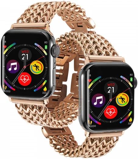 Apple Watch Bandje - 1-10/SE - 42MM/41MM/40MM/38MM - Gevlochten - Staal - Rose afbeelding 3