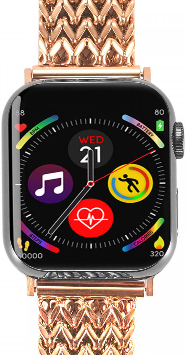 Apple Watch Bandje - 1-10/SE - 42MM/41MM/40MM/38MM - Gevlochten - Staal - Rose afbeelding 6