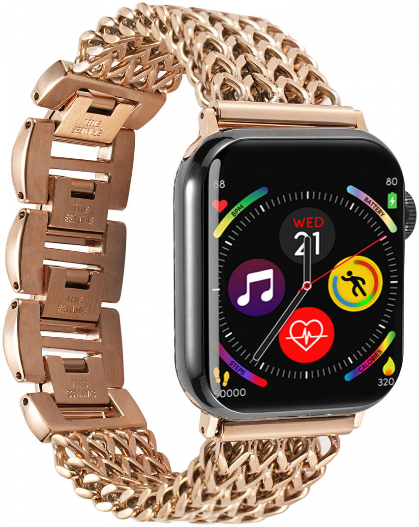 Apple Watch Bandje - 1-10/SE - 42MM/41MM/40MM/38MM - Gevlochten - Staal - Rose afbeelding 7