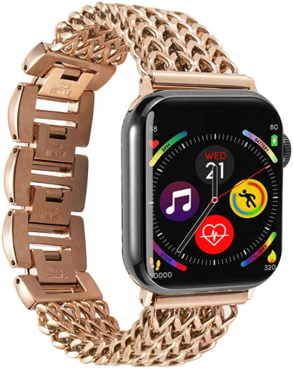 Apple Watch Bandje - 1-10/SE - 42MM/41MM/40MM/38MM - Gevlochten - Staal - Rose afbeelding 7