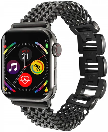 Apple Watch Bandje - 1-10/SE/Ultra 49MM/46MM/45MM/44MM/42MM - Stalen - Zwart afbeelding 1