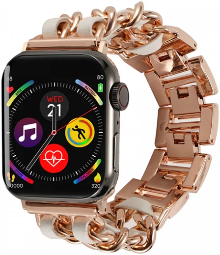 Apple Watch Band - 1-10/SE - 42MM/41MM/40MM/38MM - Gevlochten - RVS - Rose Wit afbeelding 1