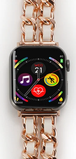 Apple Watch Band - 1-10/SE - 42MM/41MM/40MM/38MM - Gevlochten - RVS - Rose Wit afbeelding 4