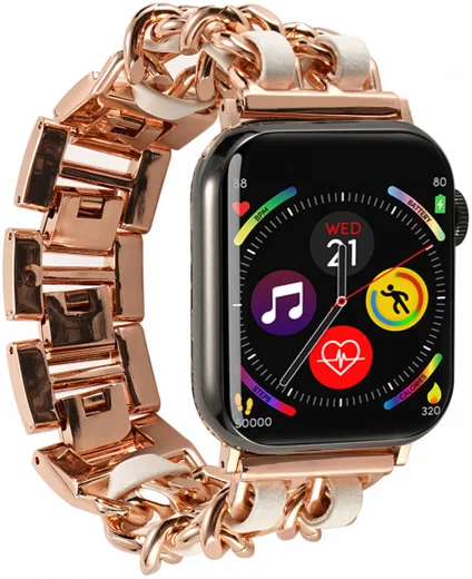 Apple Watch Band - 1-10/SE - 42MM/41MM/40MM/38MM - Gevlochten - RVS - Rose Wit afbeelding 5
