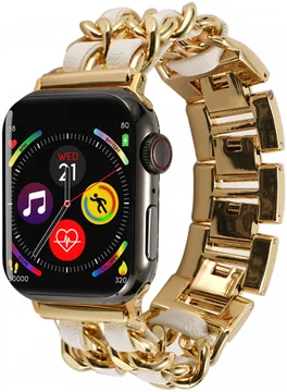 Apple Watch Band - 1-10/SE - 42MM/41MM/40MM/38MM - Gevlochten - RVS - Goud Wit