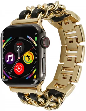 Apple Watch Band - 1-10/SE - 42MM/41MM/40MM/38MM - Gevlochten - RVS - Goud Zwart