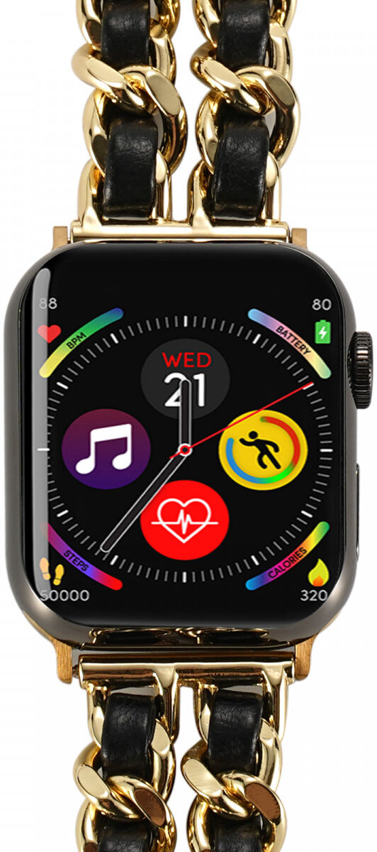 Apple Watch Band - 1-10/SE - 42MM/41MM/40MM/38MM - Gevlochten - RVS - Goud Zwart afbeelding 4