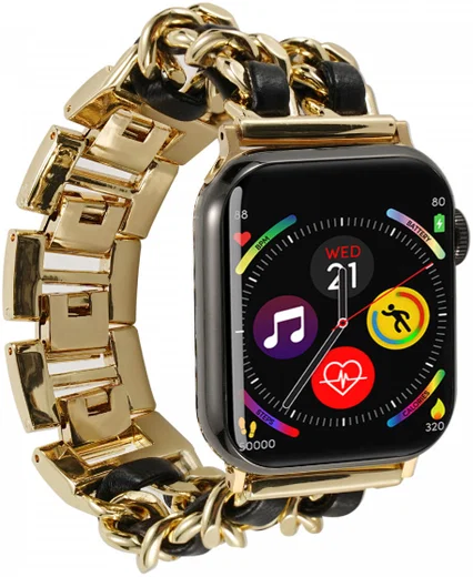 Apple Watch Band - 1-10/SE - 42MM/41MM/40MM/38MM - Gevlochten - RVS - Goud Zwart afbeelding 5
