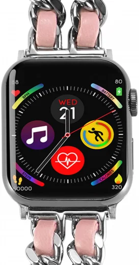 Apple Watch Band - 1-10/SE - 42MM/41MM/40MM/38MM - Gevlochten - RVS - Roze afbeelding 4
