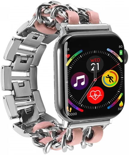 Apple Watch Band - 1-10/SE - 42MM/41MM/40MM/38MM - Gevlochten - RVS - Roze afbeelding 5