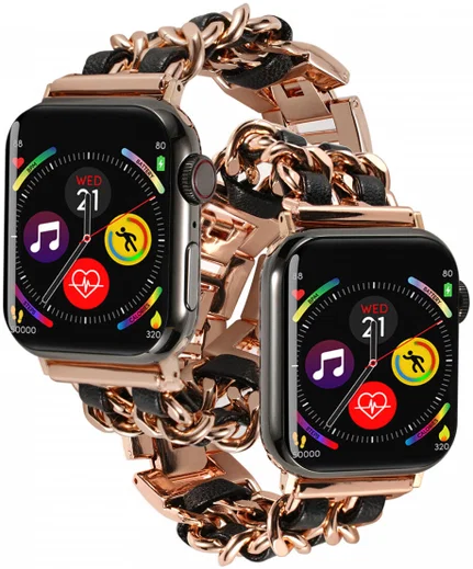 Apple Watch Bandje - 1-10/SE/Ultra - 49/46/45/44/42MM - RVS - Roze Zwart afbeelding 2