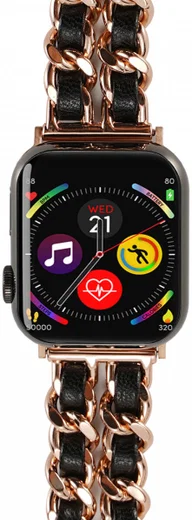 Apple Watch Bandje - 1-10/SE/Ultra - 49/46/45/44/42MM - RVS - Roze Zwart afbeelding 4