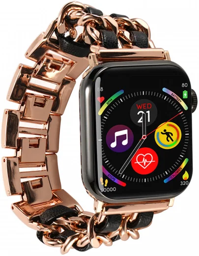 Apple Watch Bandje - 1-10/SE/Ultra - 49/46/45/44/42MM - RVS - Roze Zwart afbeelding 5