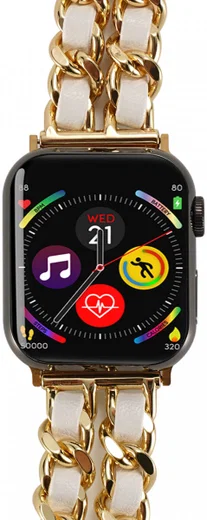 Apple Watch Bandje - 1-10/SE/Ultra - 49/46/45/44/42MM - RVS - Goud Wit afbeelding 4