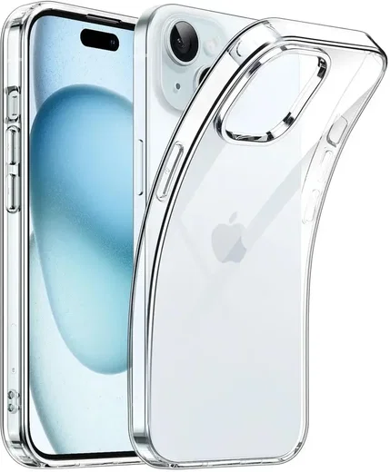 Apple iPhone 15 Plus Hoesje Dun TPU Back Cover Transparant afbeelding 1