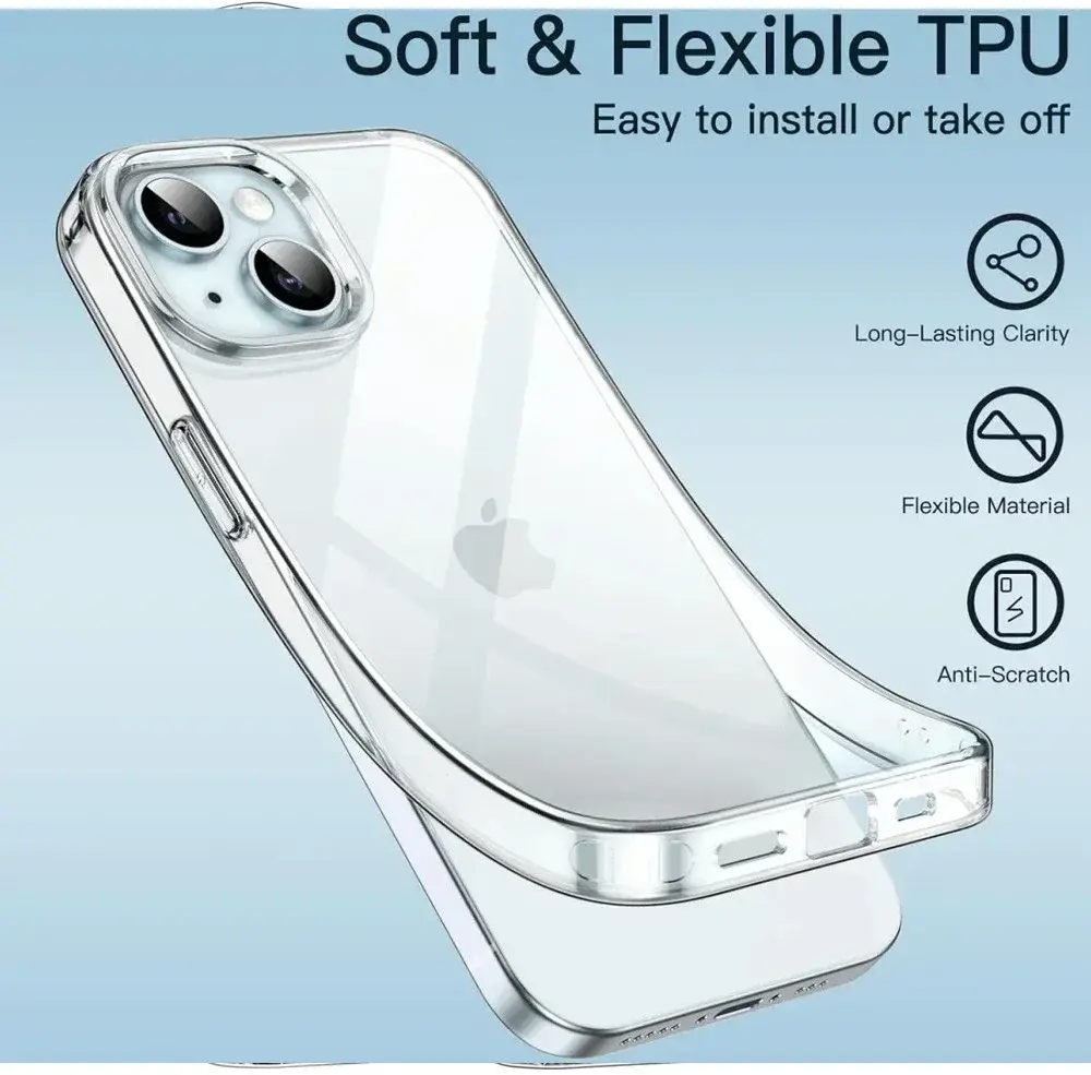 Apple iPhone 15 Plus Hoesje Dun TPU Back Cover Transparant afbeelding 2