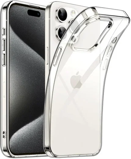 Apple iPhone 15 Pro Hoesje Dun TPU Back Cover Transparant afbeelding 1