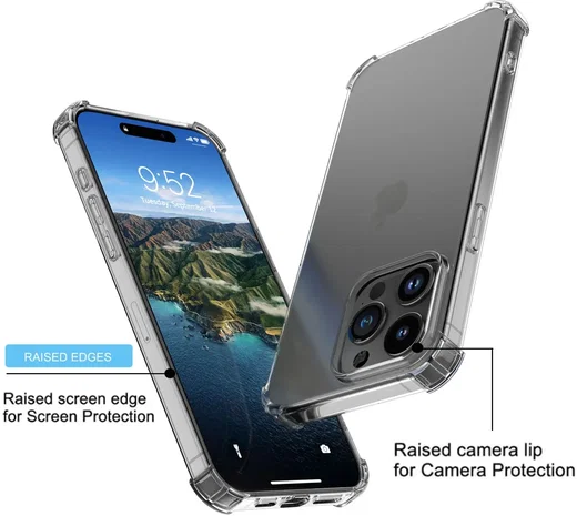 Apple iPhone 15 Pro Hoesje Schokbestendig en Dun TPU Transparant afbeelding 2