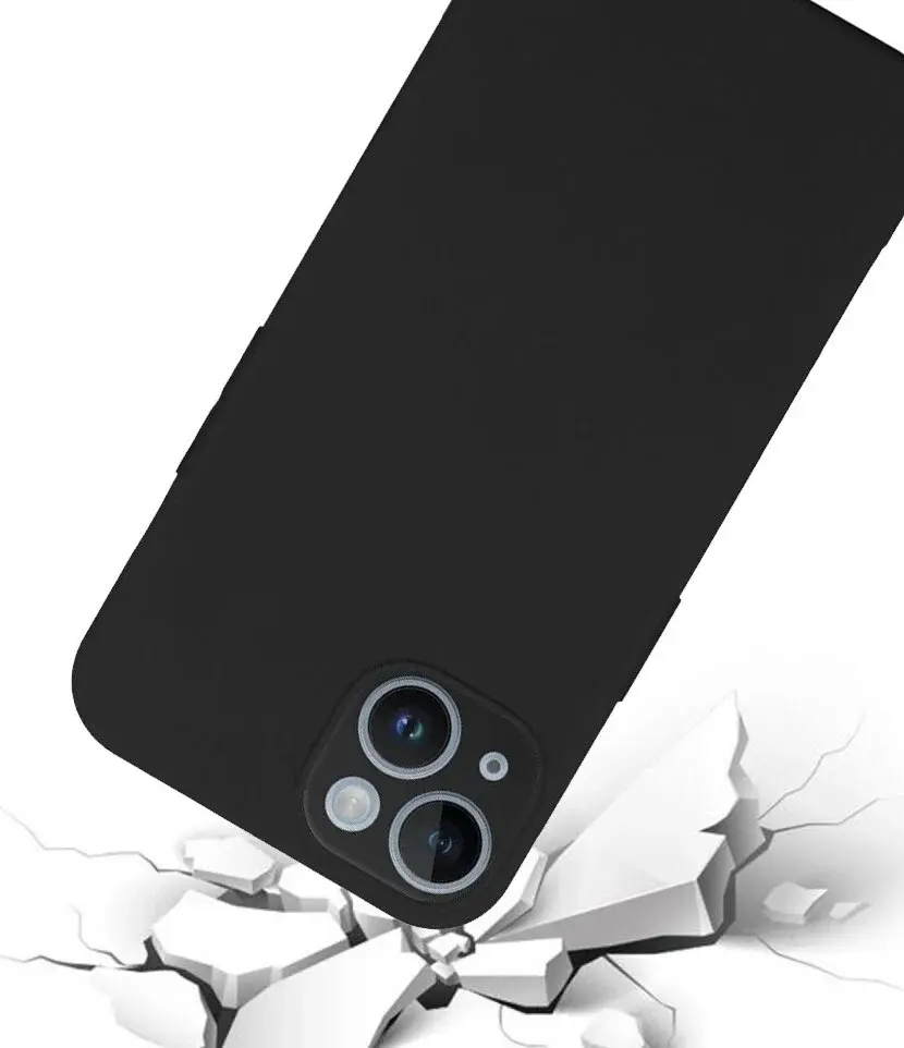 Apple iPhone 15 Hoesje Matte Back Cover Dun TPU Zwart afbeelding 3