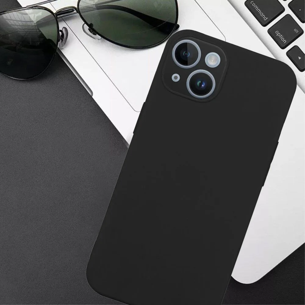 Apple iPhone 15 Hoesje Matte Back Cover Dun TPU Zwart afbeelding 4