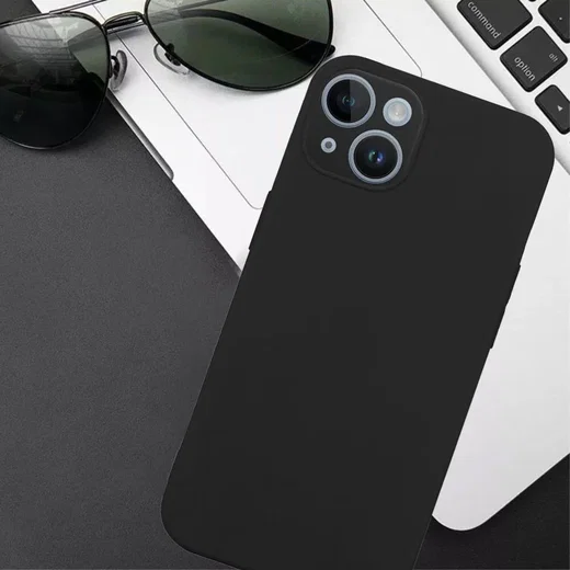 Apple iPhone 15 Hoesje Matte Back Cover Dun TPU Zwart afbeelding 4