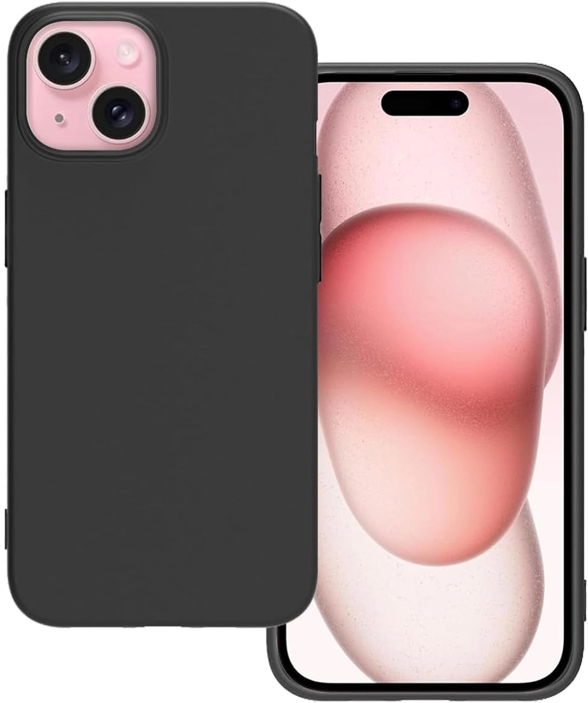 Apple iPhone 15 Plus Hoesje Matte Back Cover Dun TPU Zwart afbeelding 1