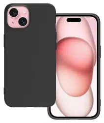 Apple iPhone 15 Plus Hoesje Matte Back Cover Dun TPU Zwart afbeelding
