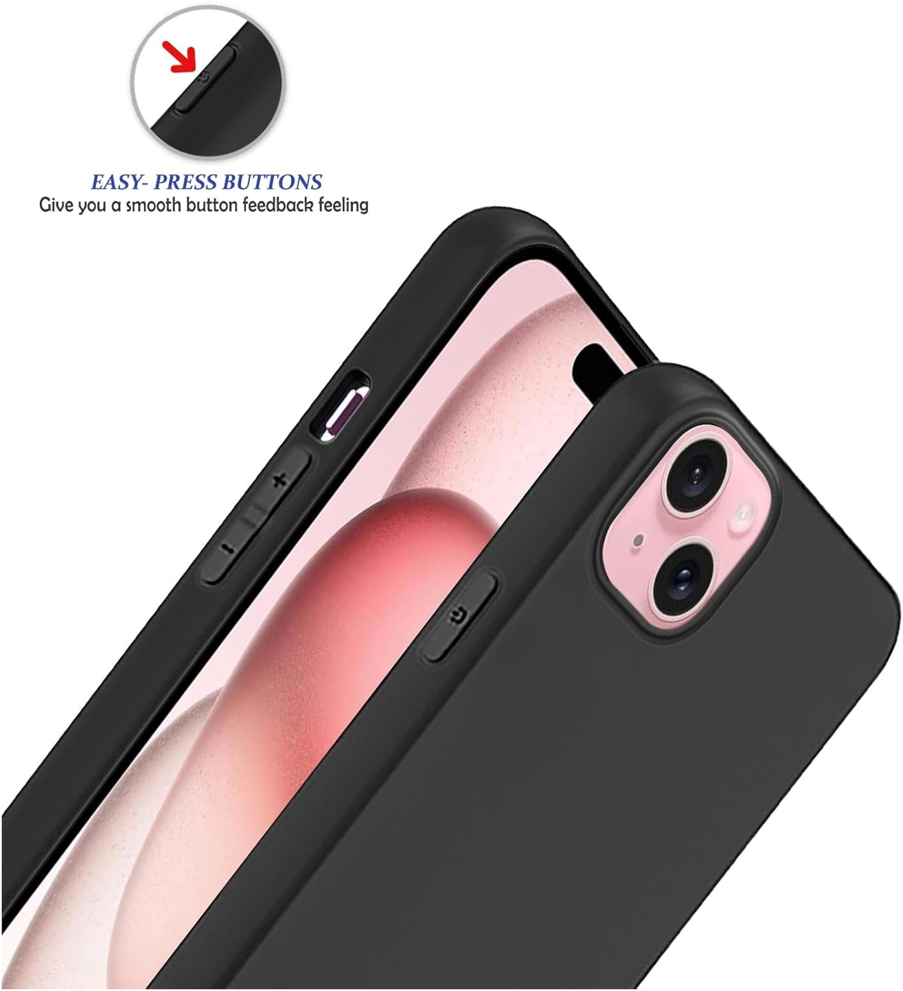 Apple iPhone 15 Plus Hoesje Matte Back Cover Dun TPU Zwart afbeelding 2