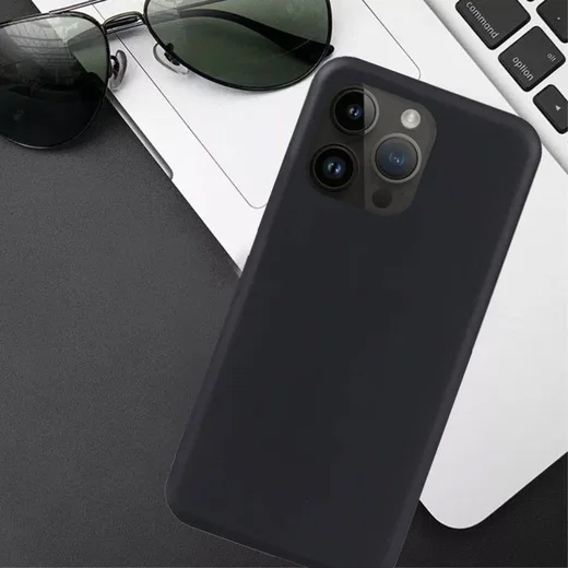 Apple iPhone 15 Pro Hoesje Matte Back Cover Dun TPU Zwart afbeelding 3