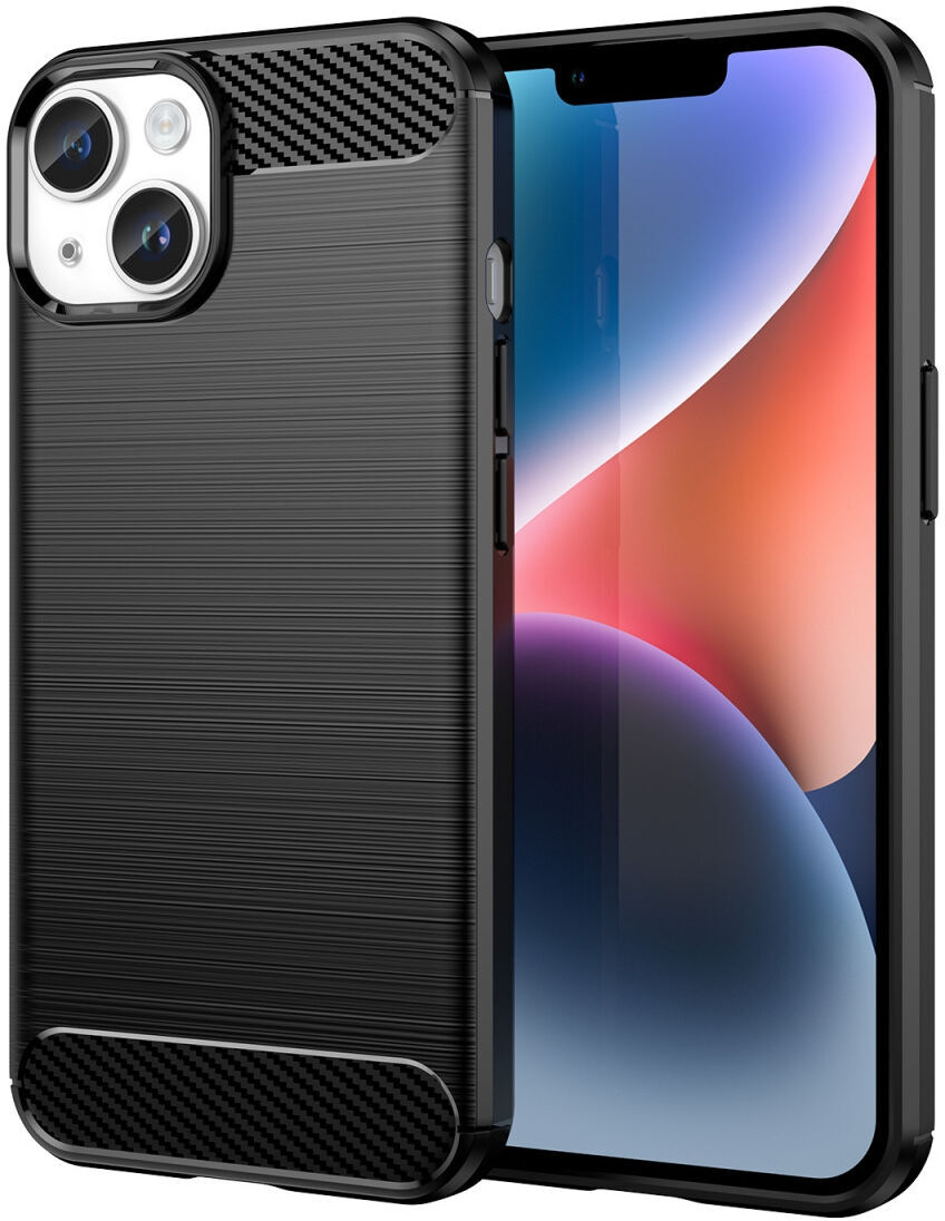 Apple iPhone 15 Hoesje Geborsteld TPU Flexibele Back Cover Zwart afbeelding 1