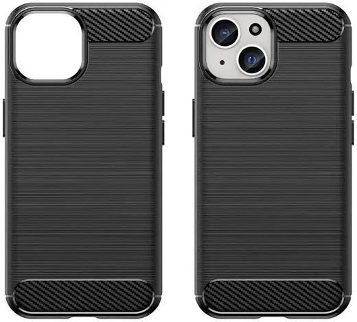 Apple iPhone 15 Hoesje Geborsteld TPU Flexibele Back Cover Zwart afbeelding 2