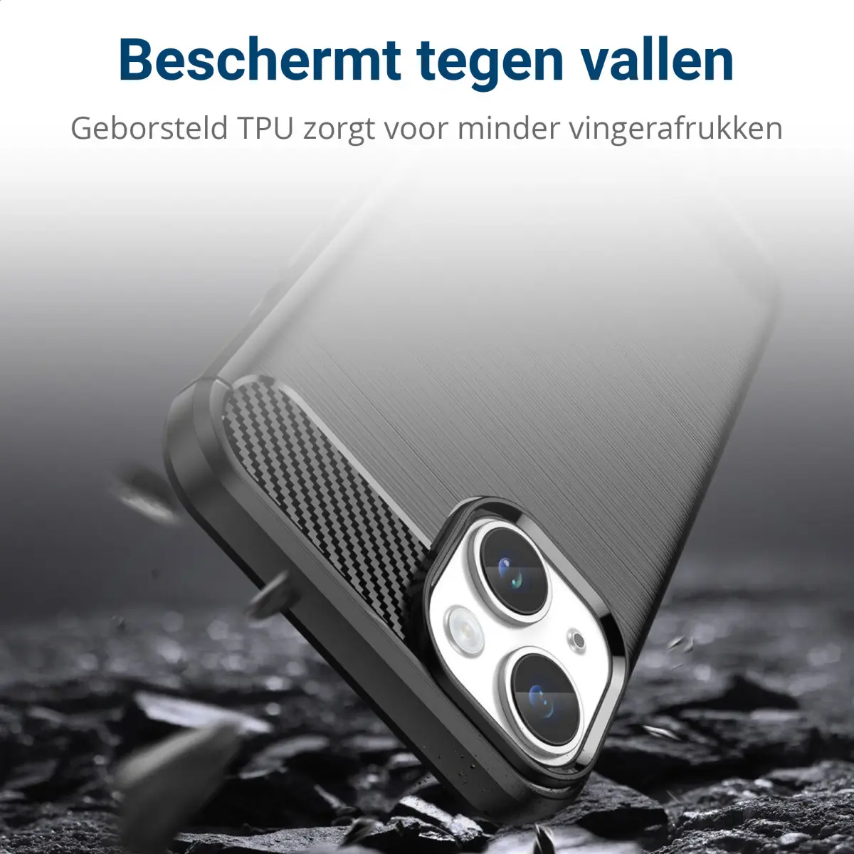 Apple iPhone 15 Hoesje Geborsteld TPU Flexibele Back Cover Zwart afbeelding 7
