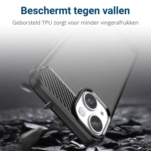 Apple iPhone 15 Hoesje Geborsteld TPU Flexibele Back Cover Zwart afbeelding 7