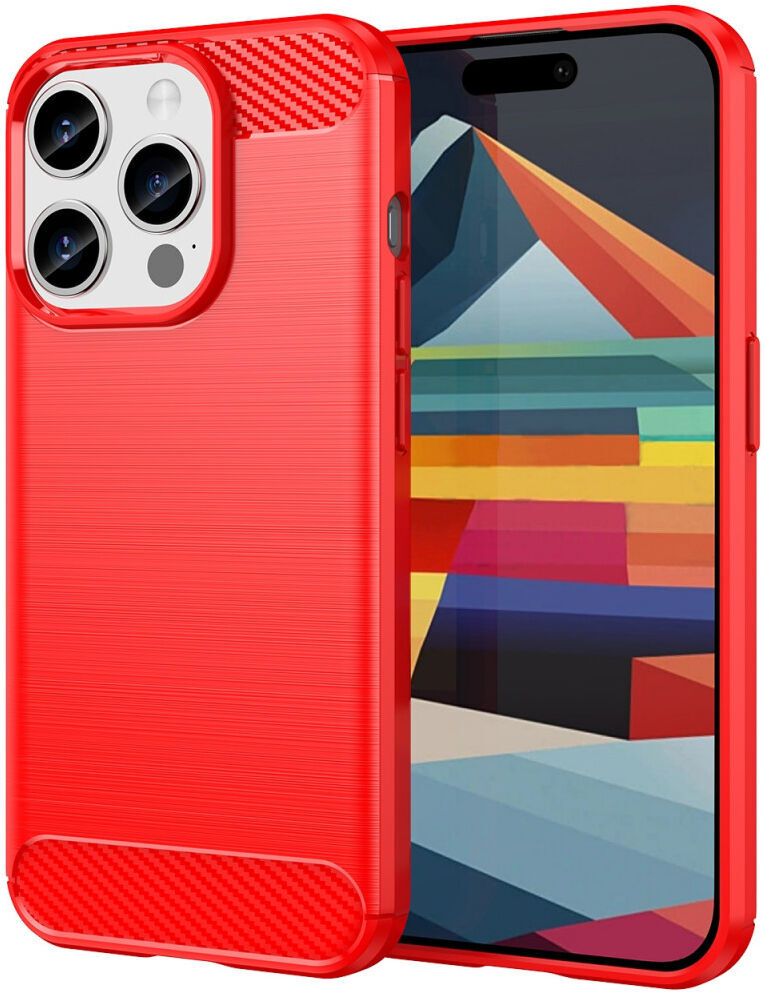 iPhone 15 Pro Max Hoesje Geborsteld TPU Flexibele Back Cover Rood afbeelding 1