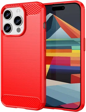 iPhone 15 Pro Max Hoesje Geborsteld TPU Flexibele Back Cover Rood