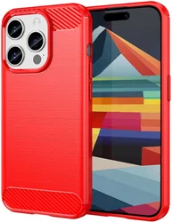iPhone 15 Pro Max Hoesje Geborsteld TPU Flexibele Back Cover Rood afbeelding